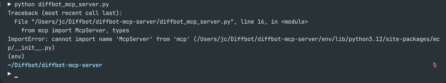 ImportError: cannot import name 'McpServer' from 'mcp'