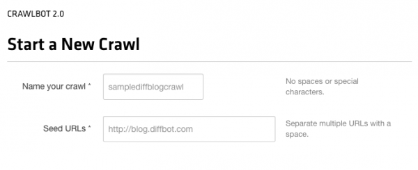 Crawl basics: a name and a started (seed) URL